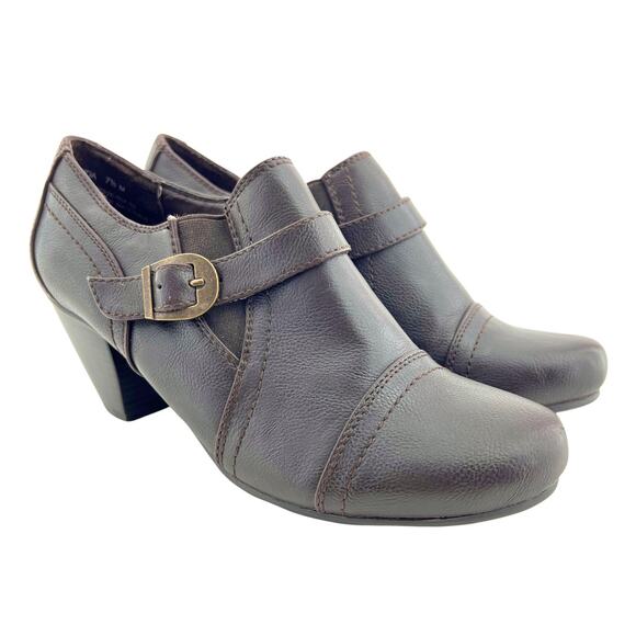 Wear.Ever (7.5) Calida Espresso Brown Faux Leather Chunky Loafer Ankle Boots - Picture 1 of 10
